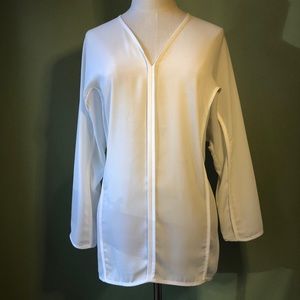 Joseph Ribkoff Sheer Off White Seamed Blouse - Size 4
